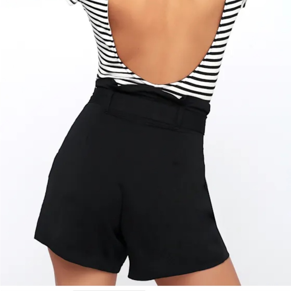 Lulu's Black High-Waist Shorts with Bow - Picture 2 of 11